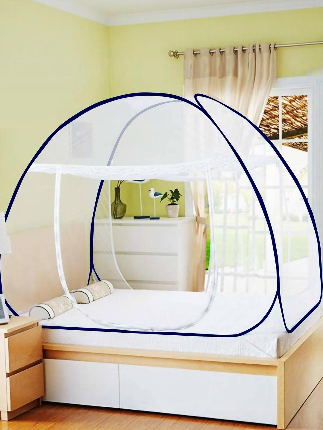 AD-RML Navy Blue & White King Size Tent Mosquito Net