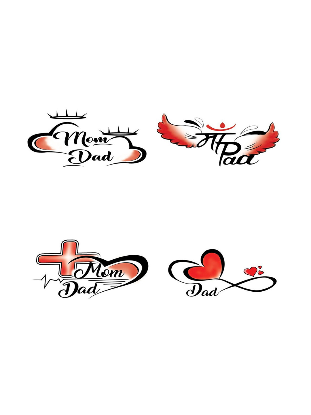 VOORKOMS Set Of 4 Matte Finish Realistic Semi Temporary Waterproof Body Tattoo