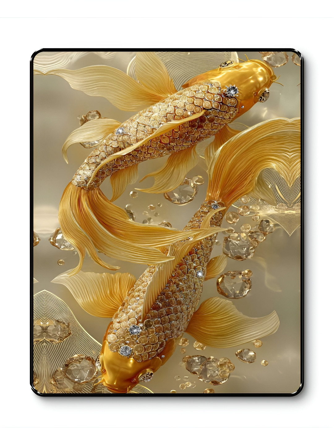 Myntra Elegant Homes Gold-Toned & Black Koi Fish Printed Wall Art