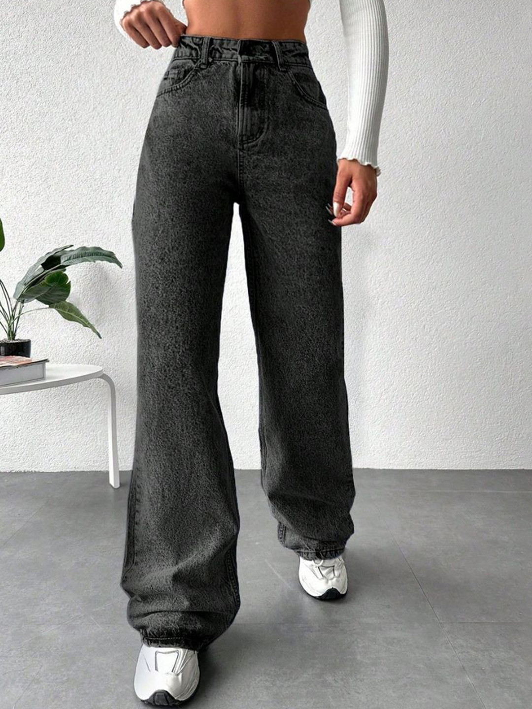 NU CLOTHS Women Comfort Wide Leg High-Rise Stretchable Jeans