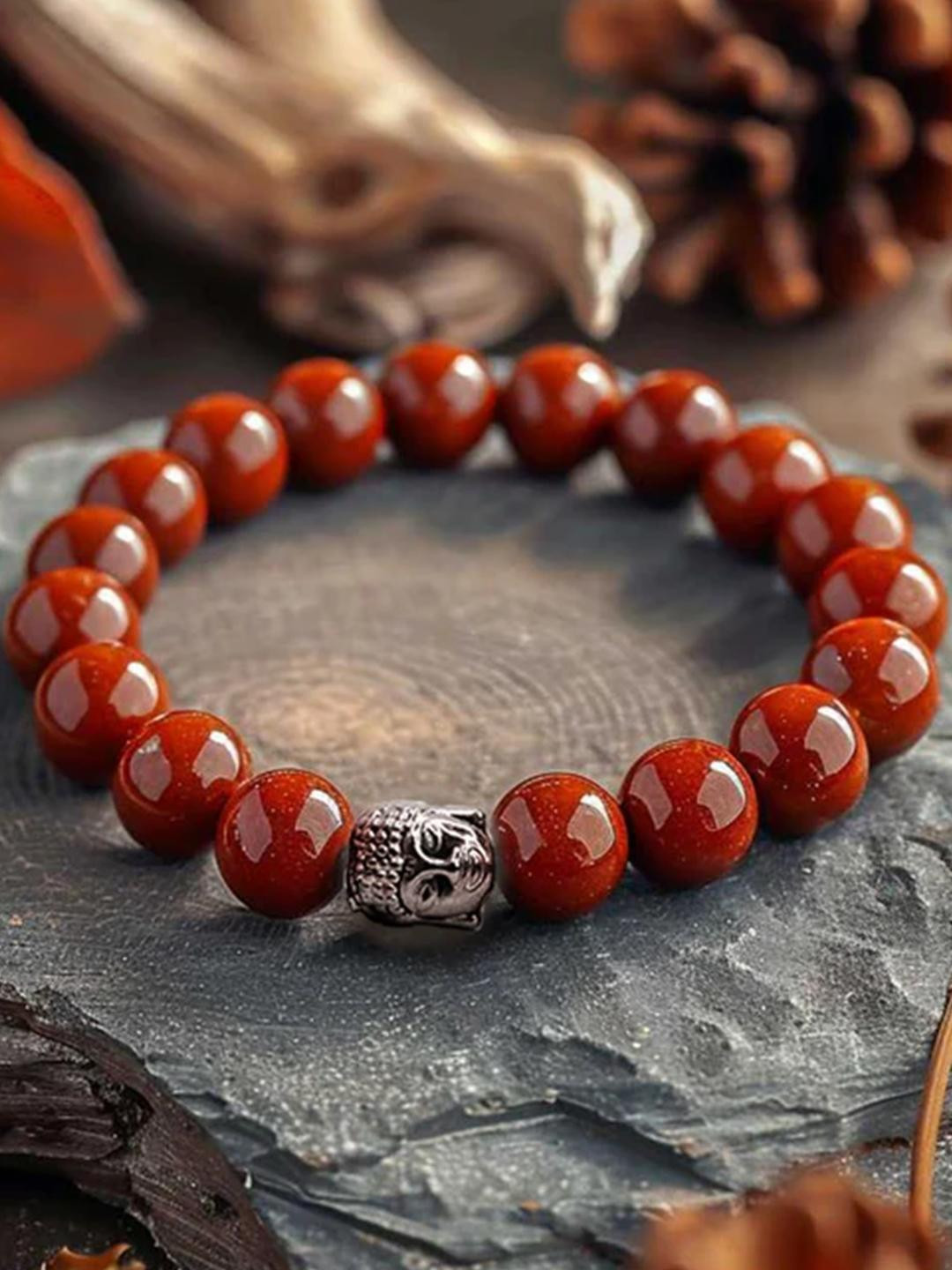 SENROAR Unisex Red Jasper Elasticated Bracelet