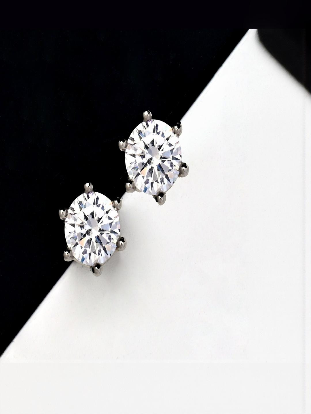 Vinayak Jewellers 925 Sterling Silver The Solitaire Stud Silver Earrings