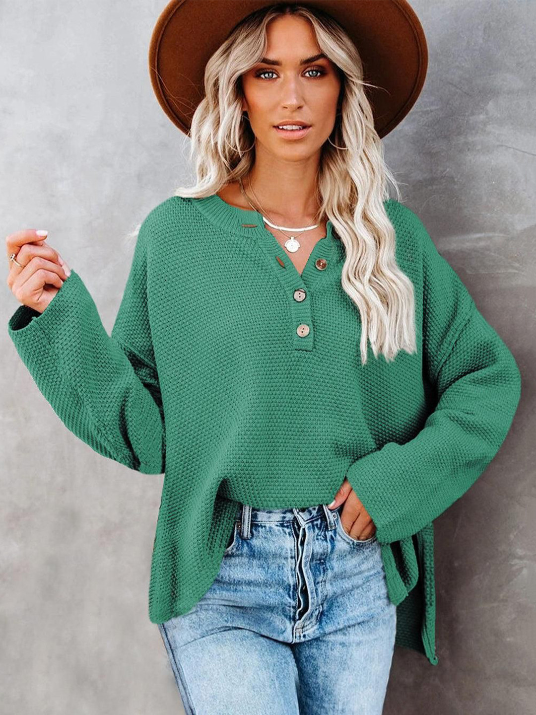 Errabelly Women Ribbed Drop Shoulder Pullover