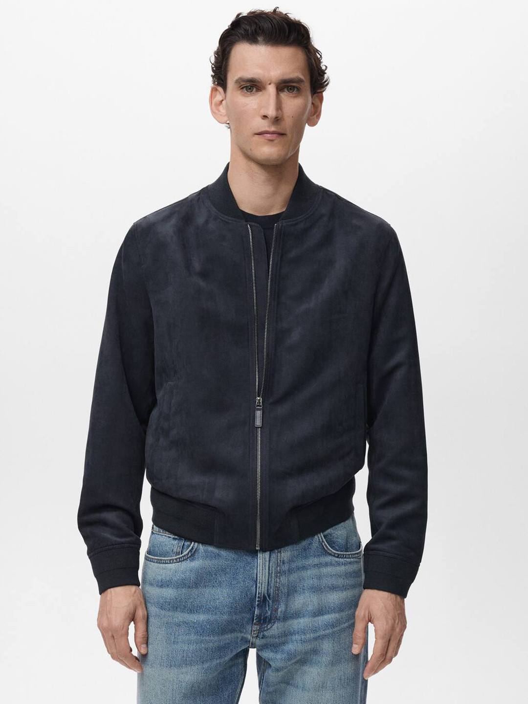MANGO MAN Suede-Effect Bomber Jacket