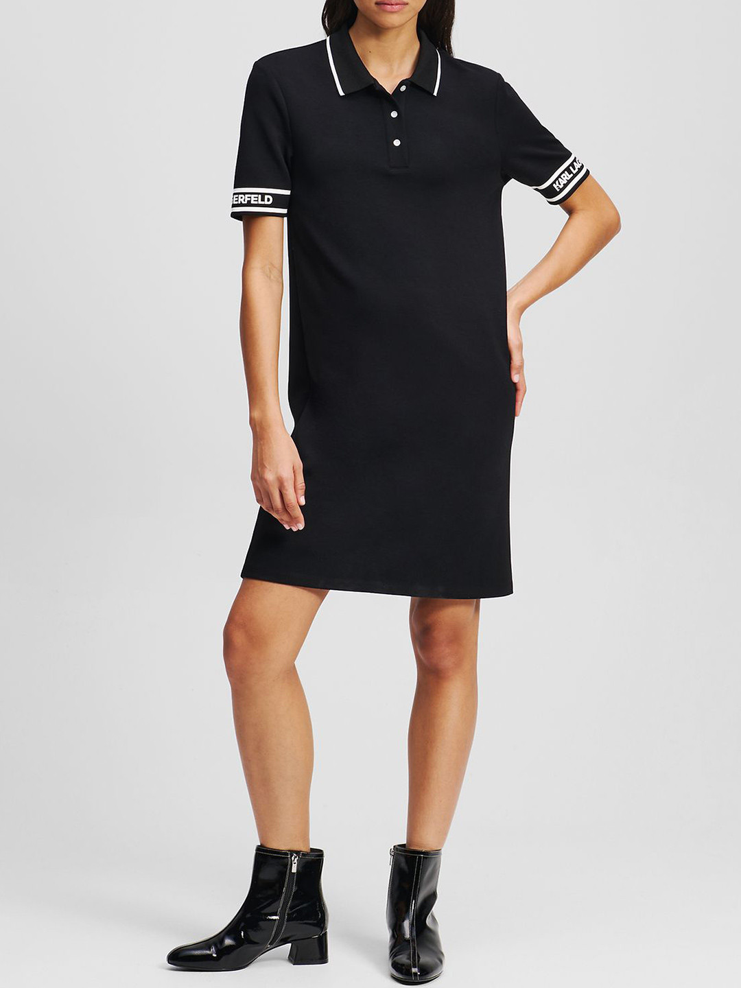 Karl Lagerfeld Women Shirt Collar T-shirt Mini Dress