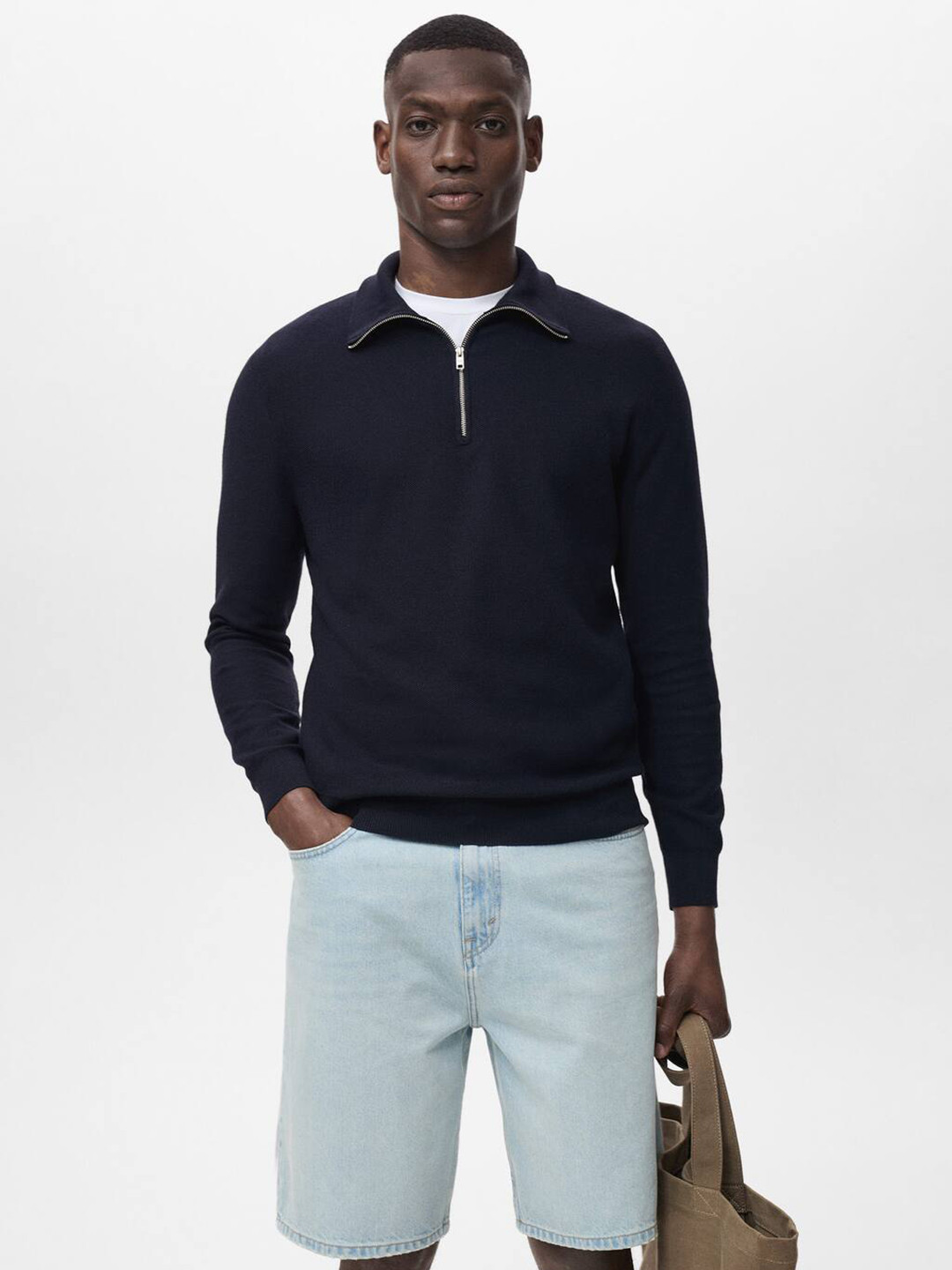 MANGO MAN Half-Zipper Pullover