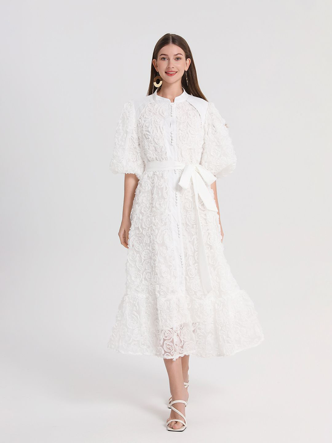JC Collection  Women Self Design Applique Shirt Midi Dress