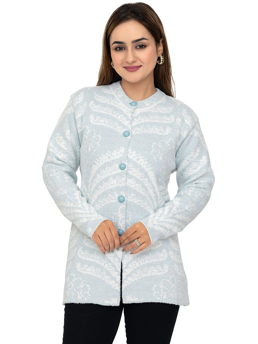 FIRST SLEEP Women Woollen Self Design Cardigan