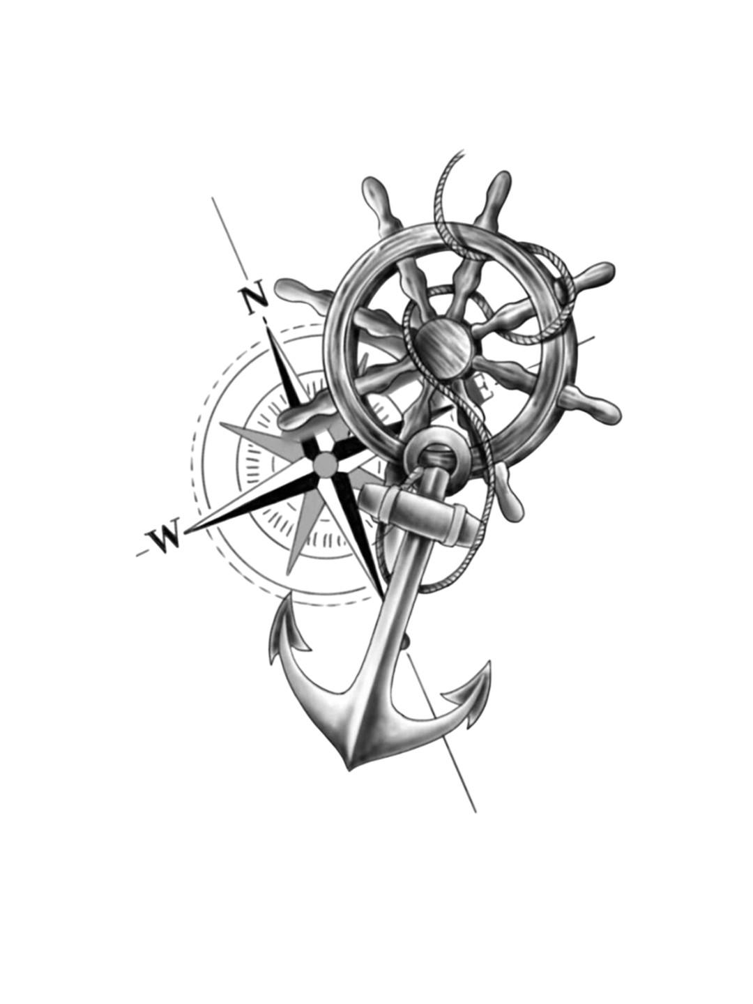 VOORKOMS Wheel Anchor Waterproof Temporary Body Tattoos