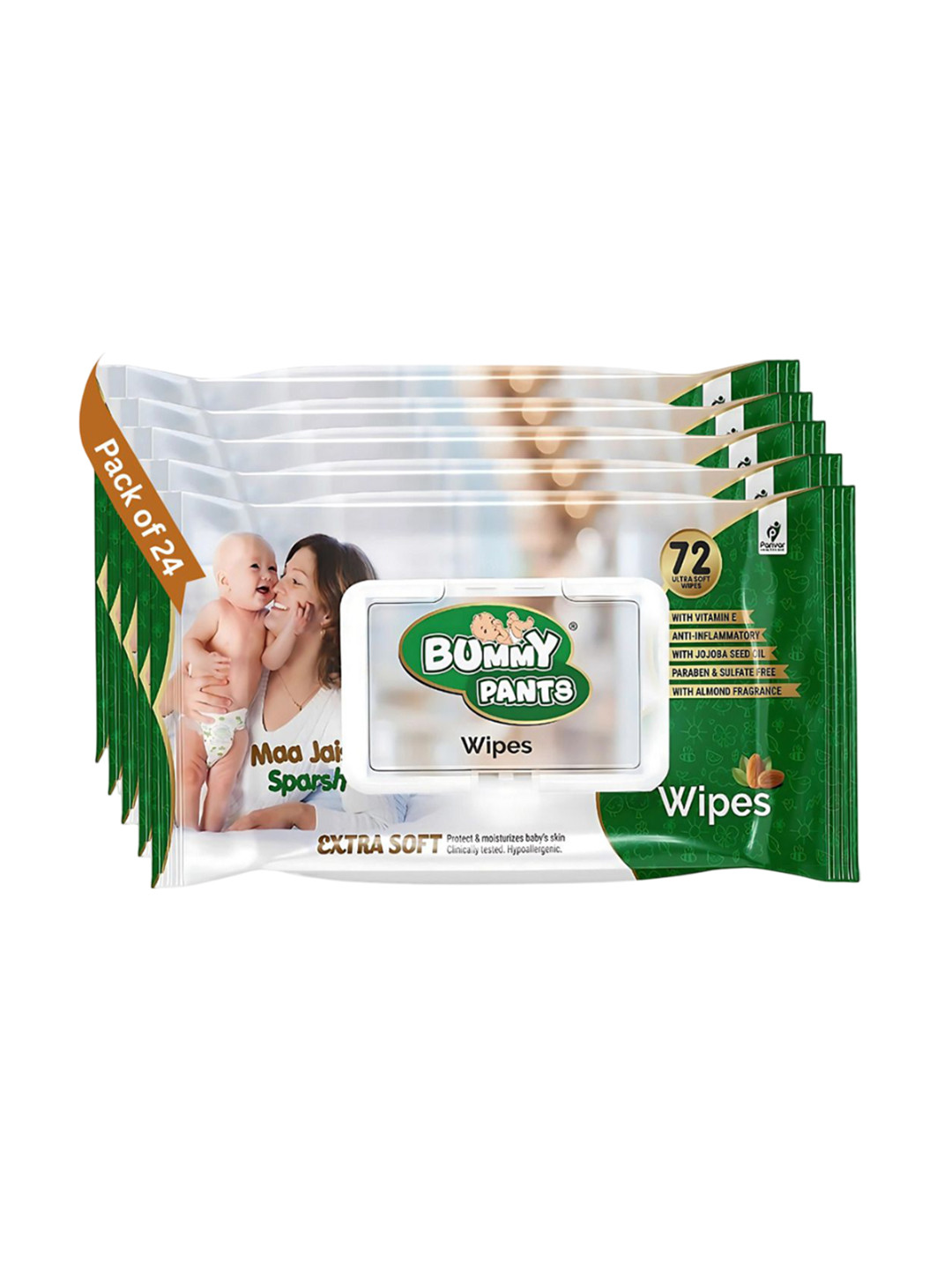 Bummy Pants Kids Set of 24 Moisturizing Baby Wipes - 72 Wipes Per Pack