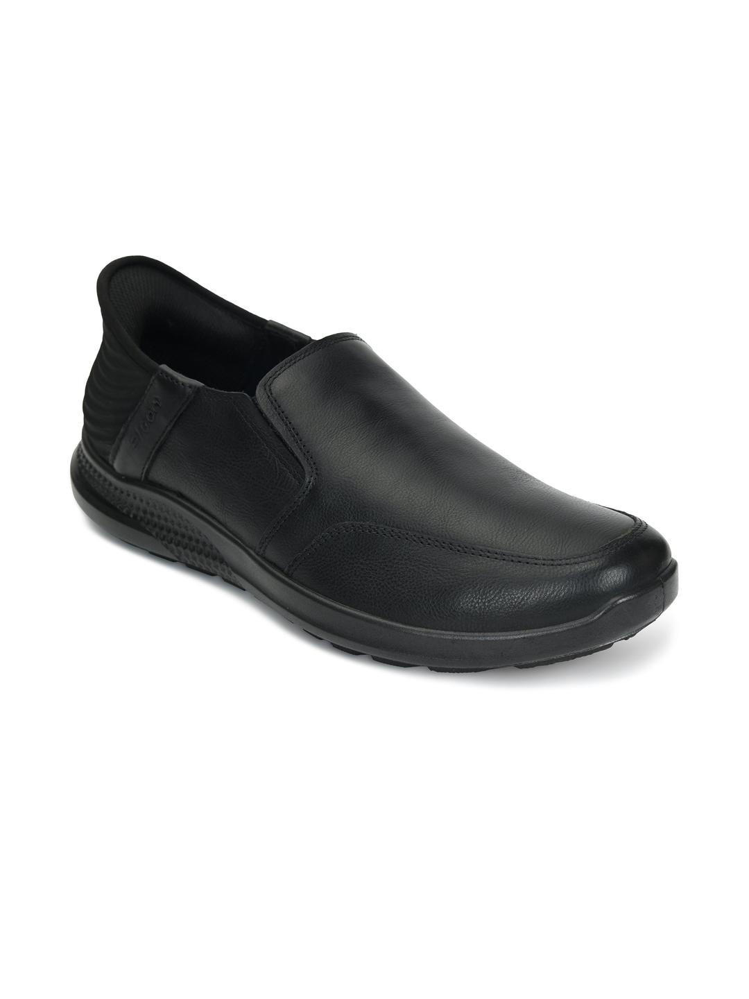 ERGON Men Black Leather Loafers