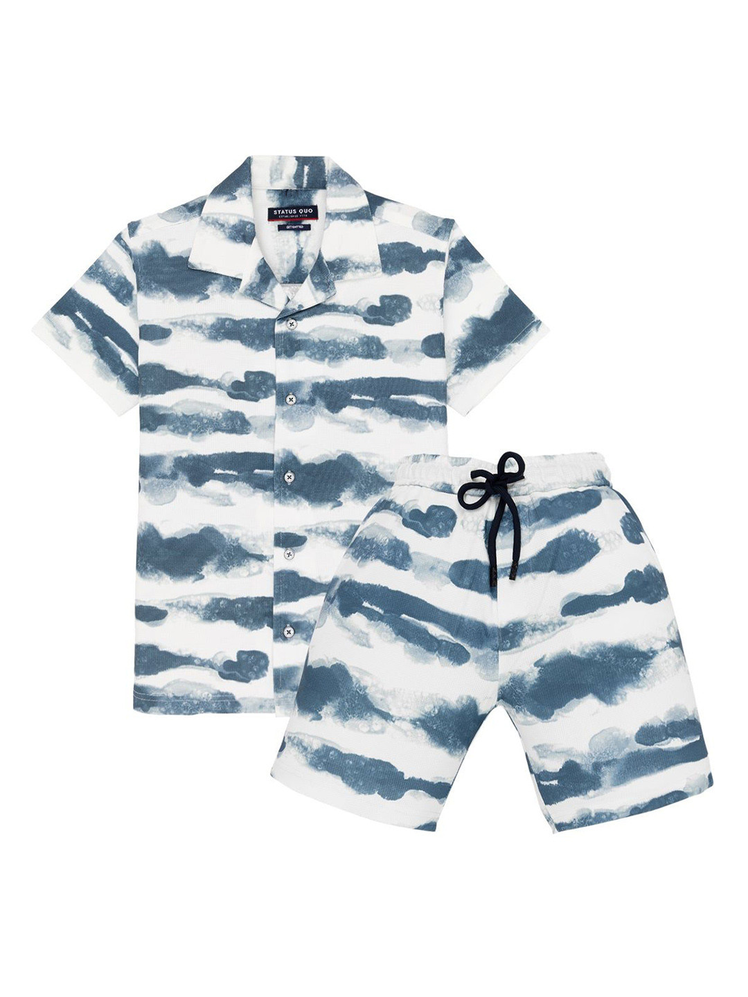 Status Quo Boys Tie & Die Shirt Collar Shirt with Shorts Clothing Set