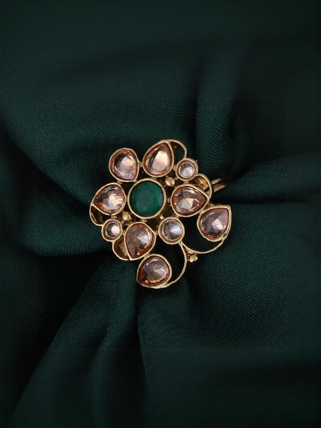 SALONI FASHION JEWELLE  Gold Plated Adjustable Finger Ring For Women