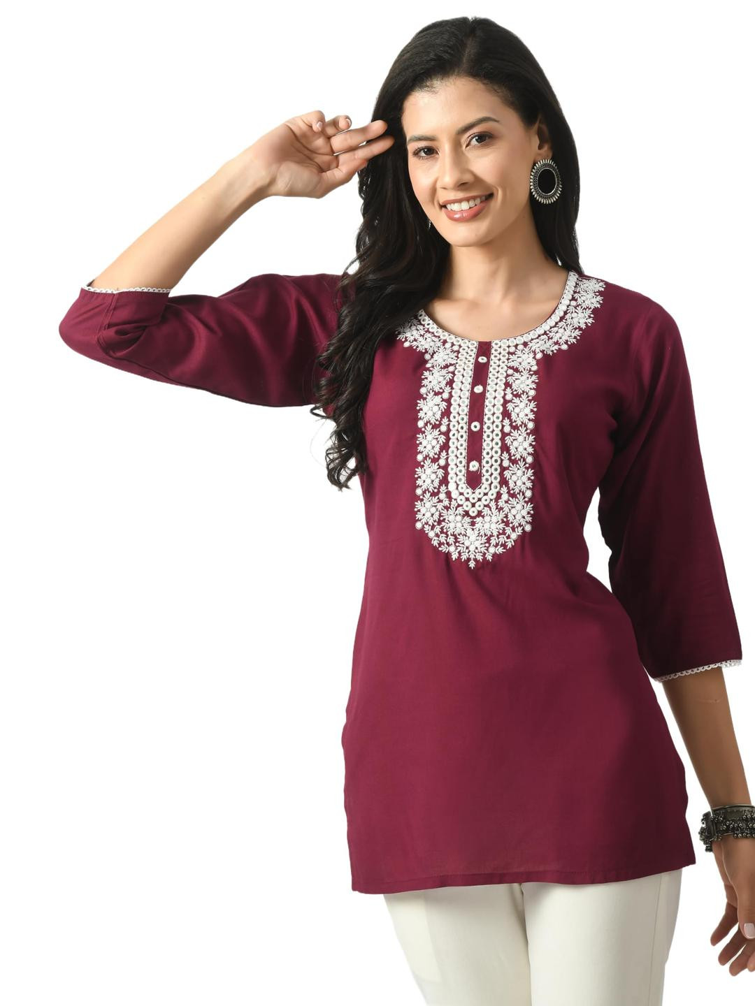 LIBOZA Women Purple Cotton Kurtas