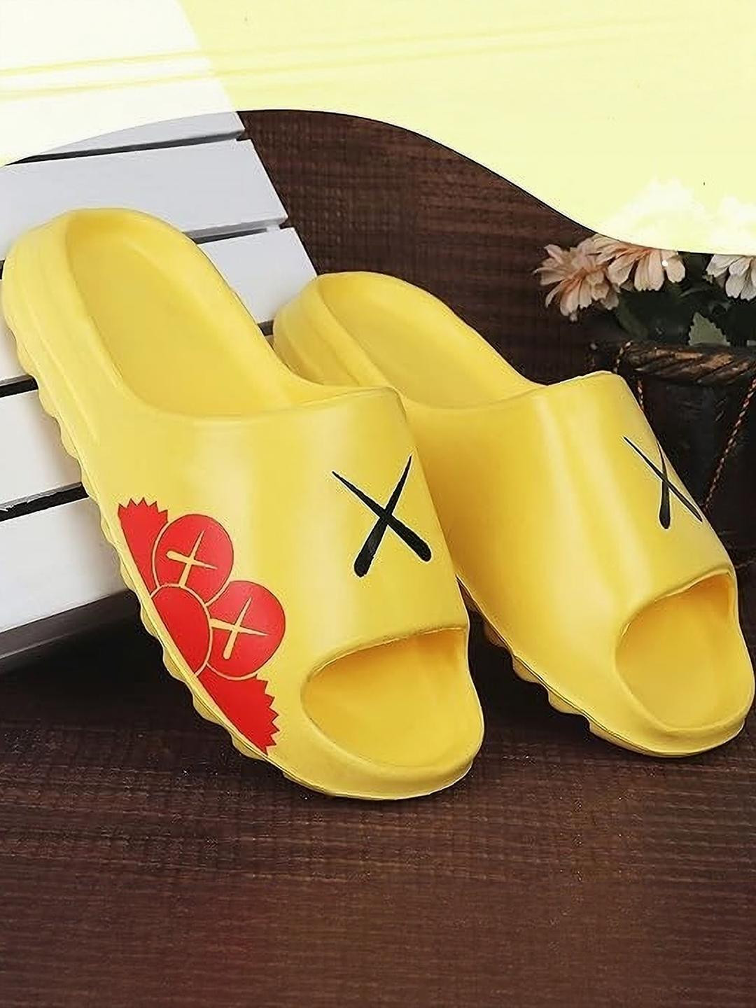SUNINOW Men Yellow Black & Red Printed EVA Slip-On Flip Flops