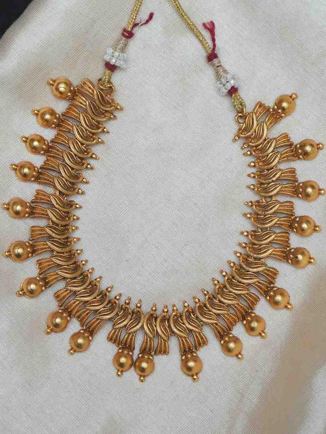ANSHI ART Brass-Plated Temple Design Necklace