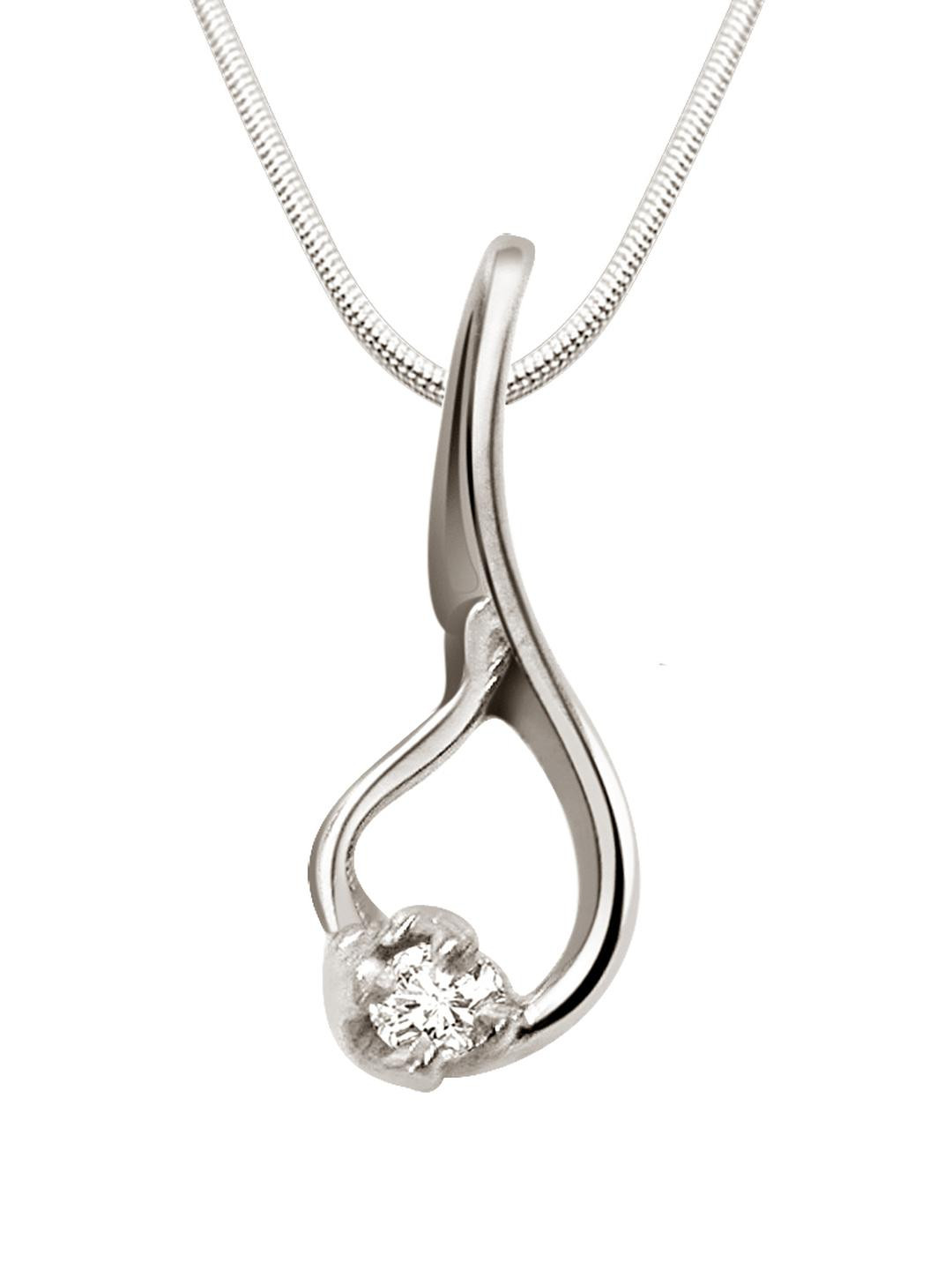 Surat Diamond Jewellery Diamond & Sterling Silver Pendant