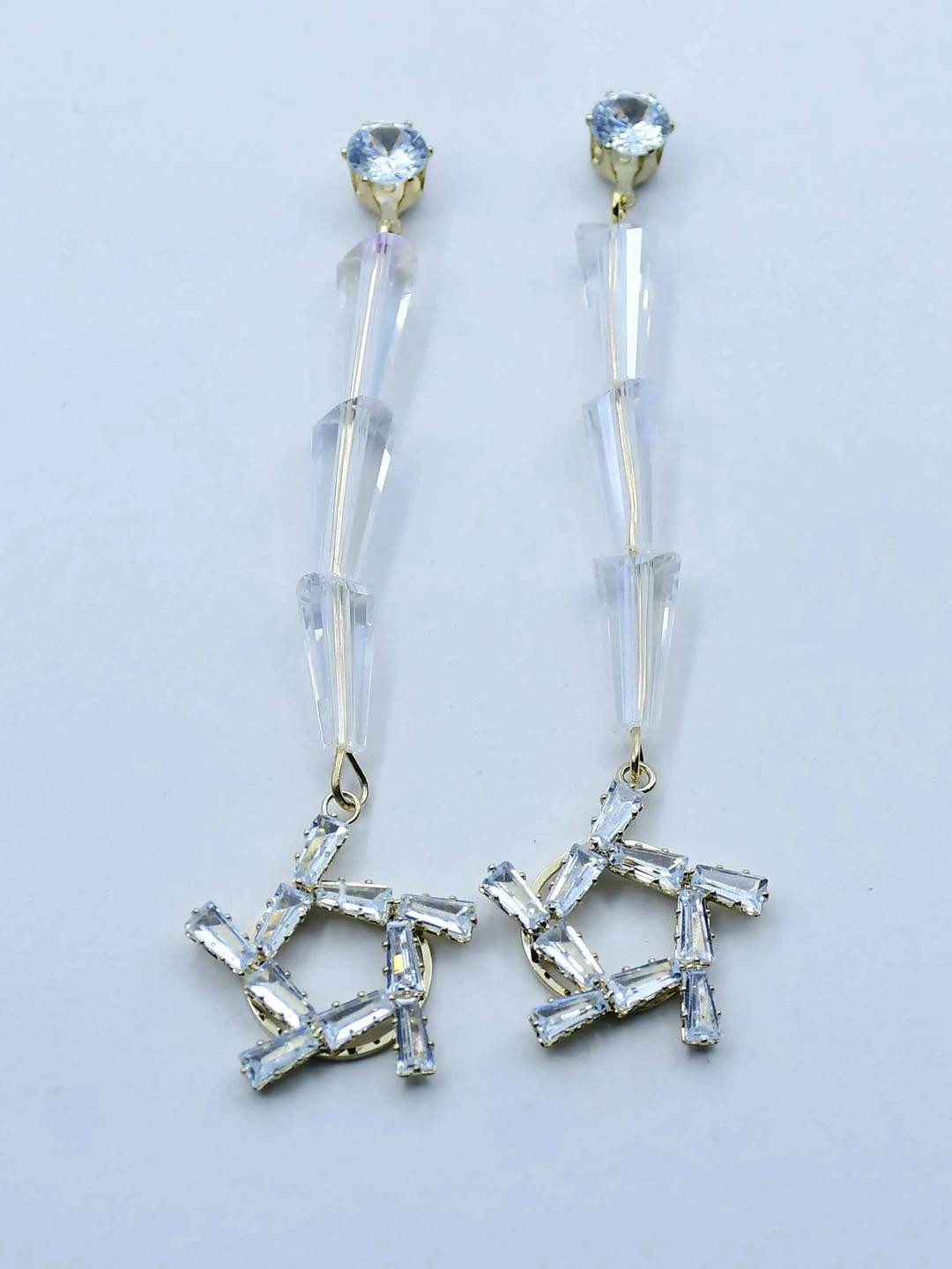 ATTRACTIVE SISTER  White Crystal Drop Earrings