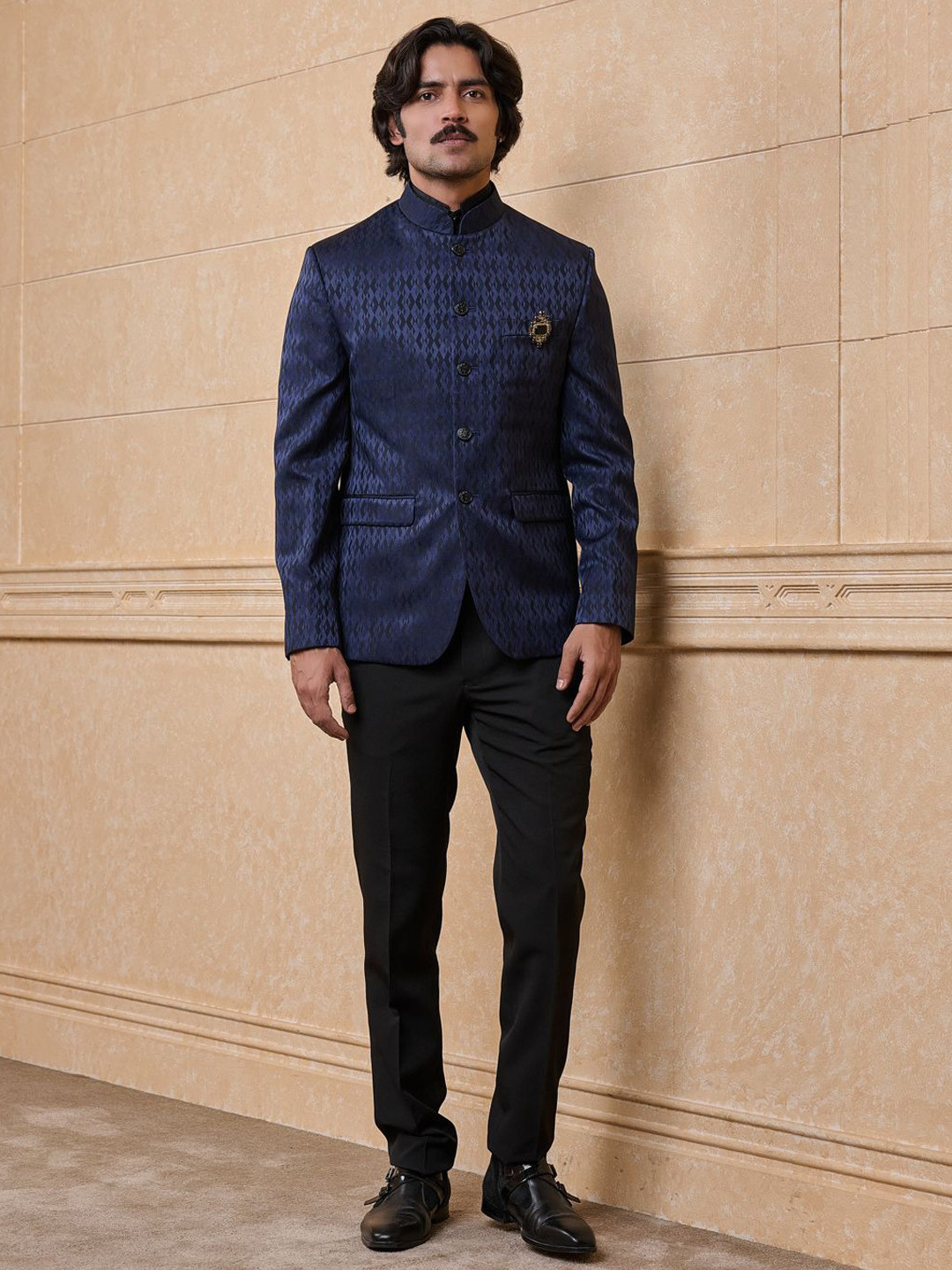 Tasva Printed Jodhpuri Bandhgala Blazer