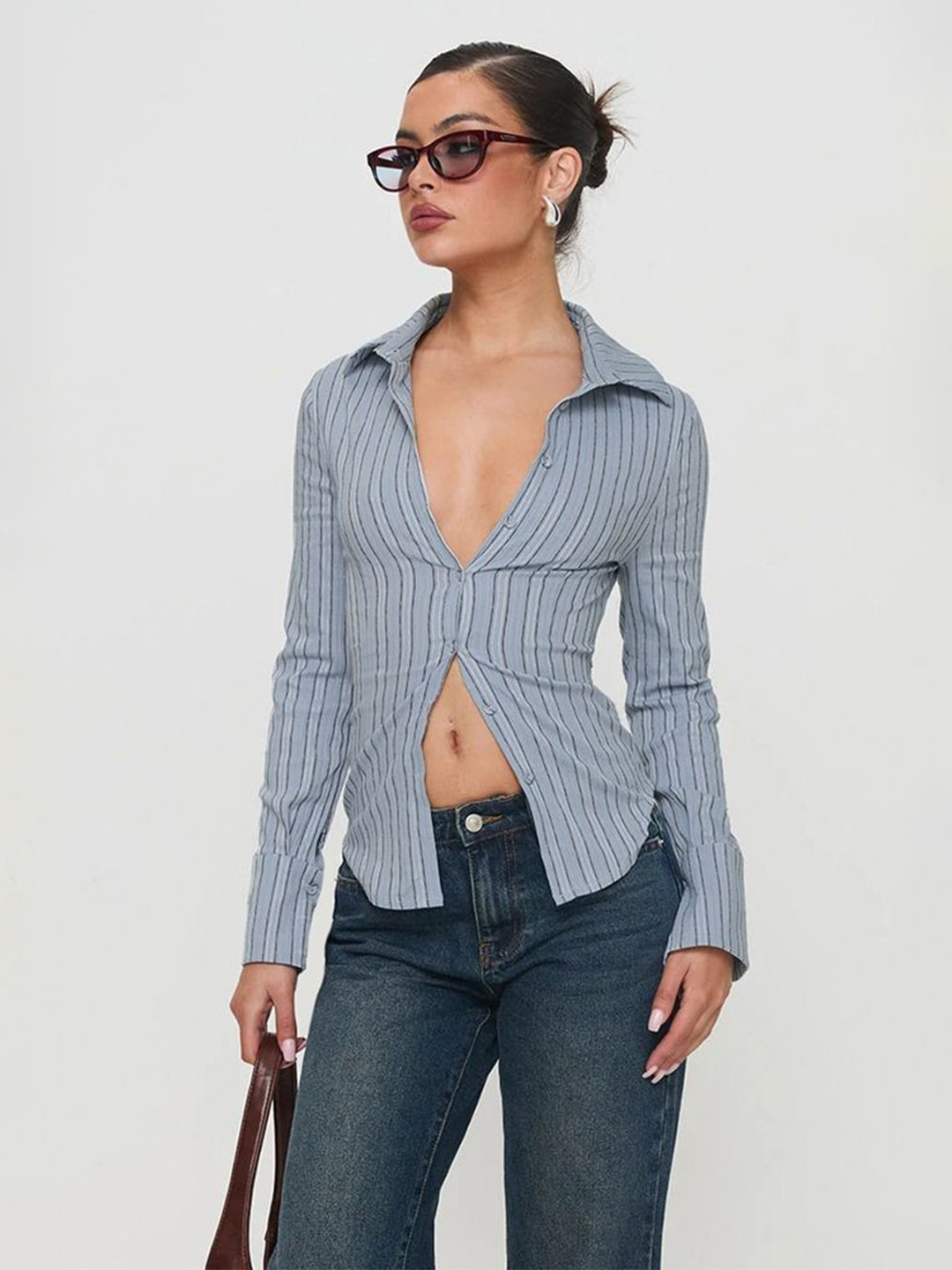 LULU & SKY Tailored Fit Striped Casual Shirt