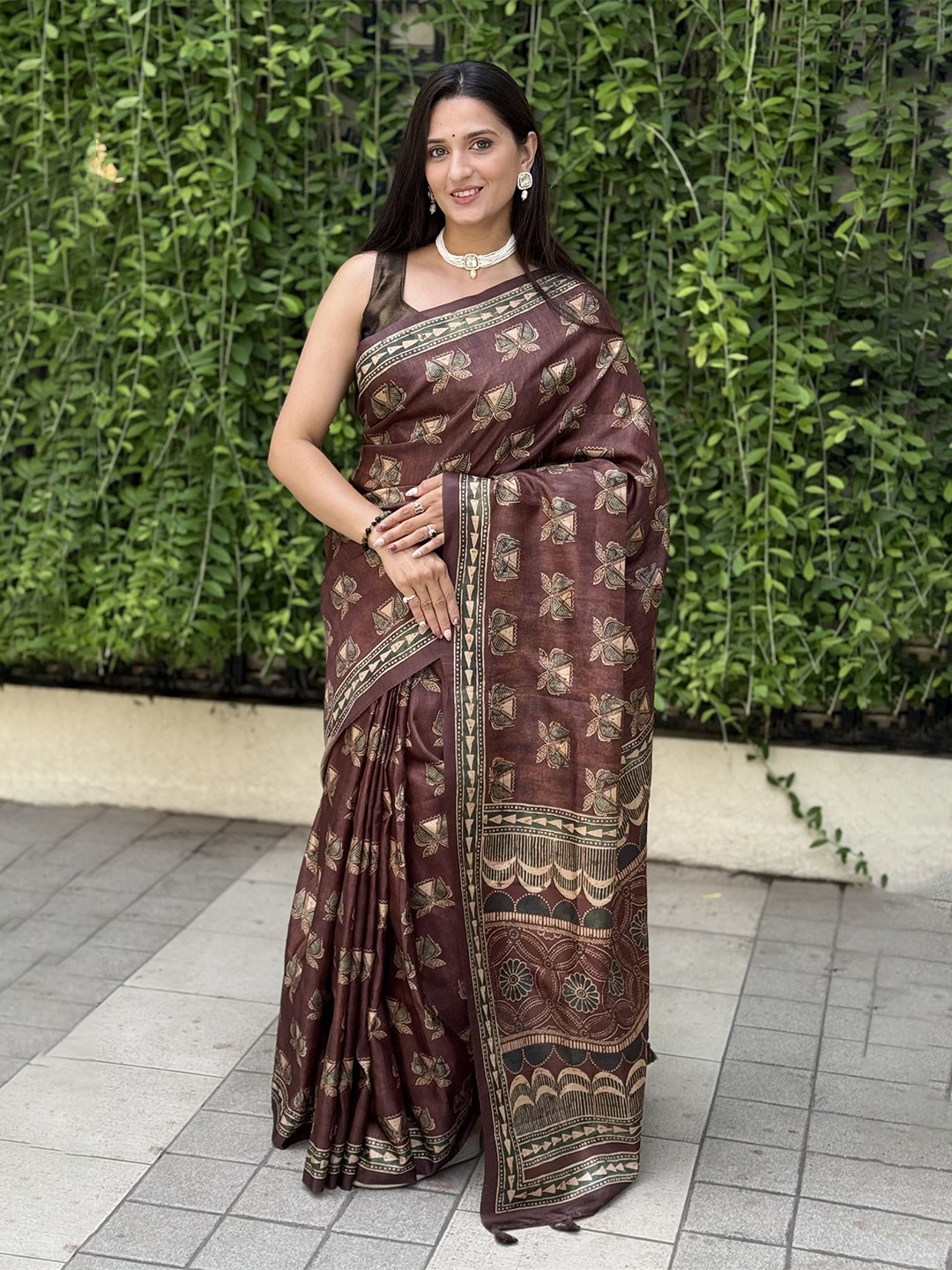 ETHNIC TODAY Ethnic Motifs Printed Tussar Saree