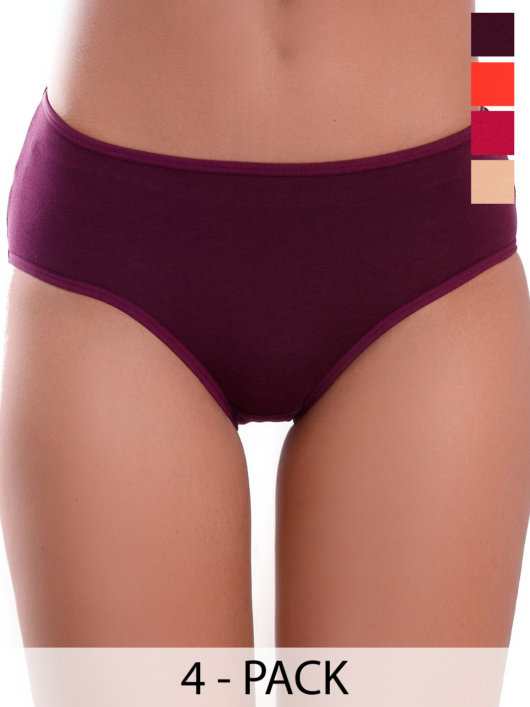 DHANDAI FASHION Pack Of 4 Pure Cotton Hipster Briefs Soft Cotton Panty (SC-M-12)Mlt Pcs-4