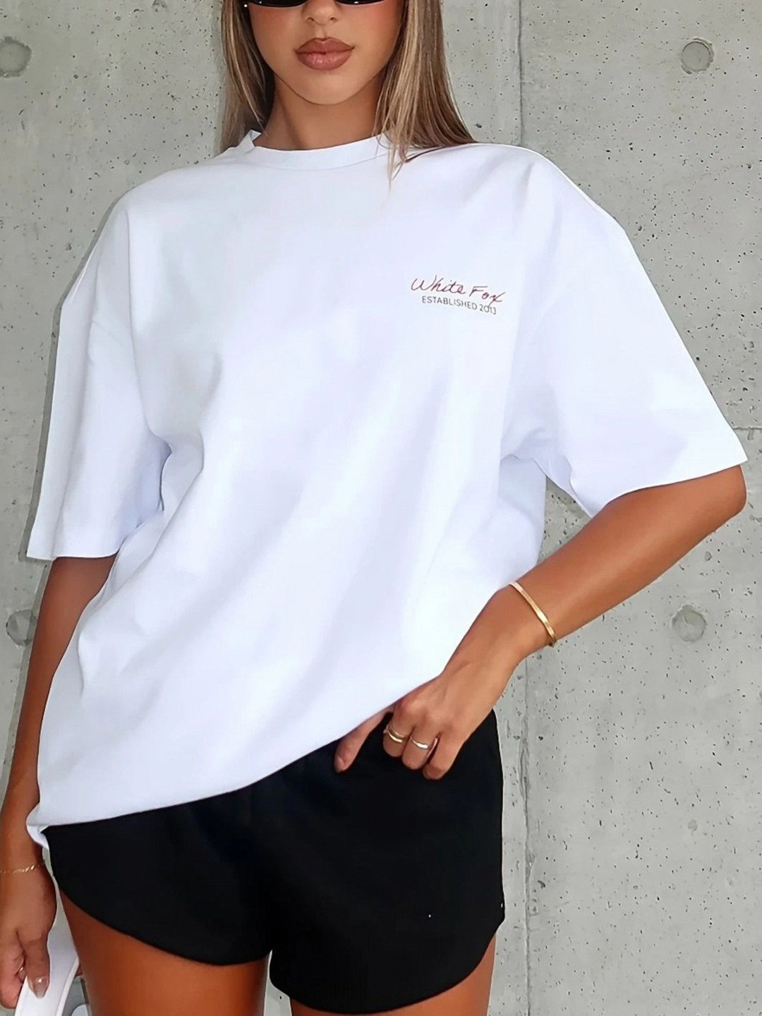 Calm Down Typography Printed Round Neck Drop Shoulder Cotton Oversized  T-shirt