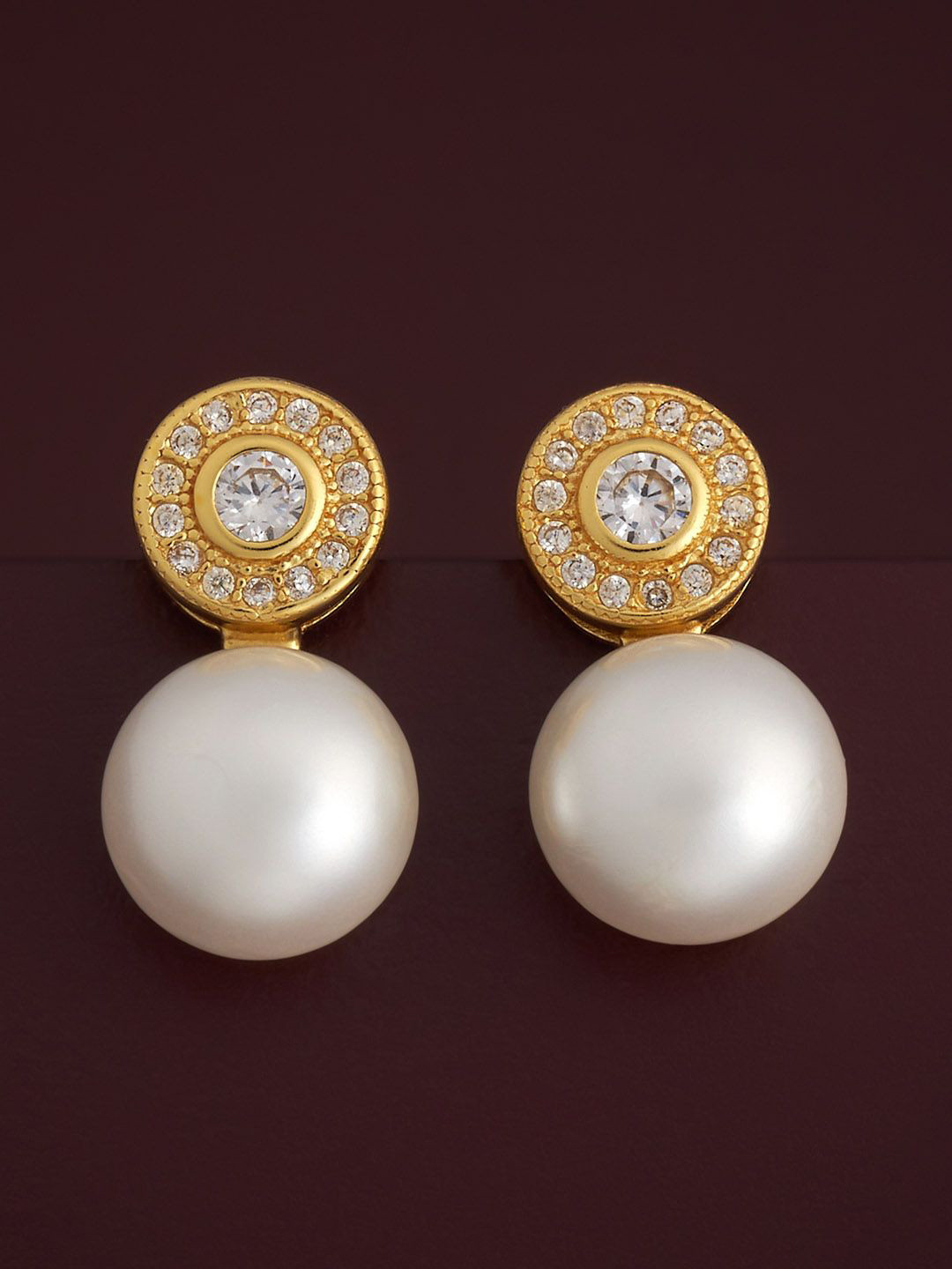 Kushal's Fashion Jewellery C92.5  Silver Gold-Plated Pearl Classic Studs Earrings