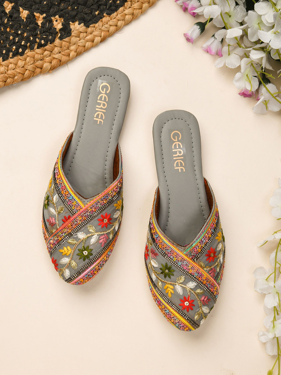 GERIEF Women Woven Design Mules