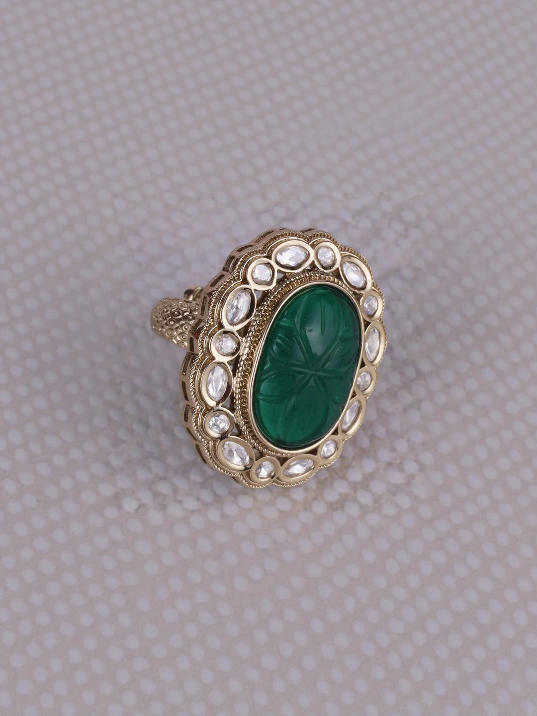 SALONI FASHION JEWELLERY Round Gold Plated Adjustable Finger Ring