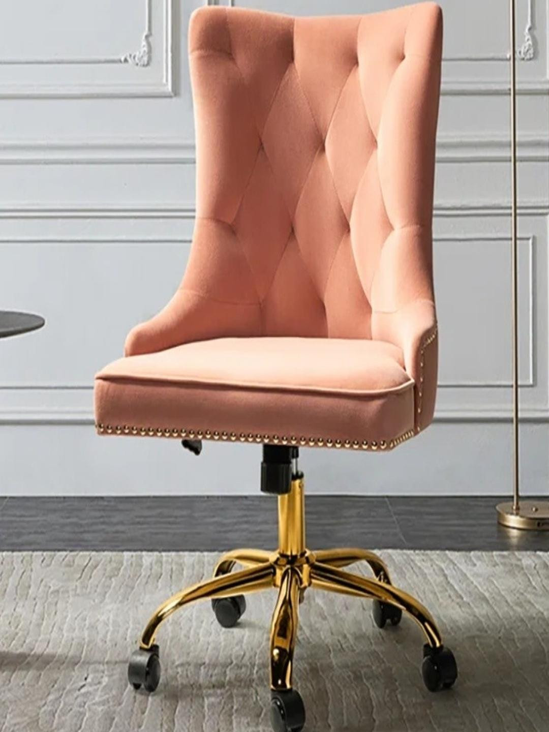 DOE BUCK Pink Velvet Adjustable Office Chair