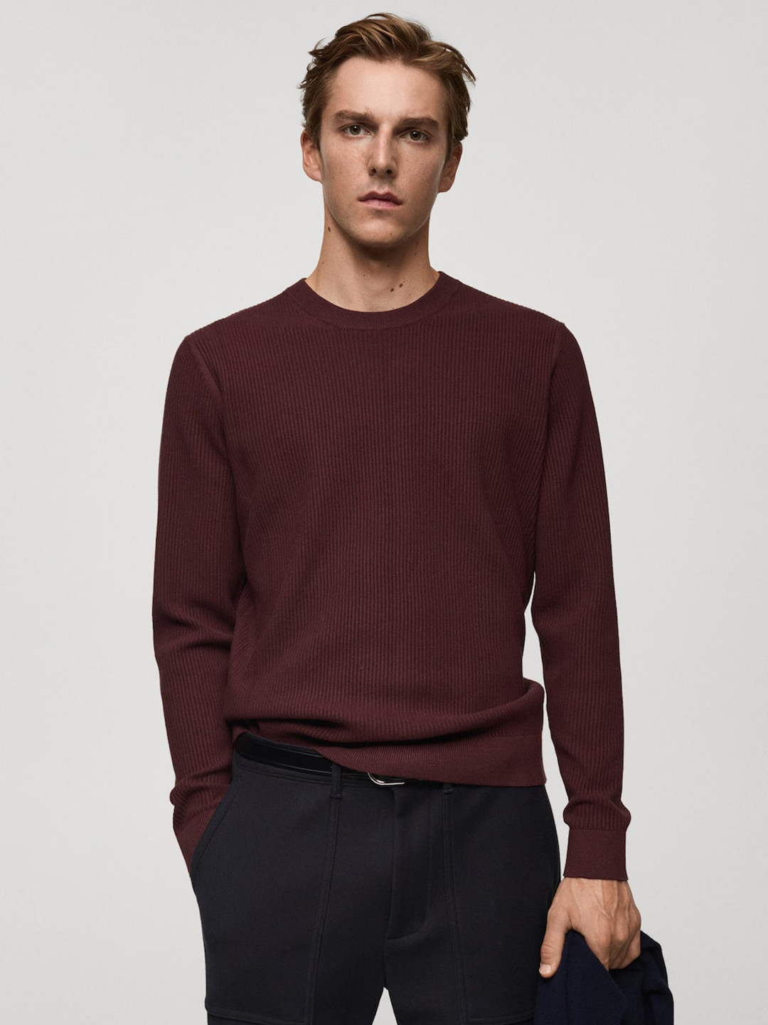 MANGO MAN Fine Rib-Knit Pullover