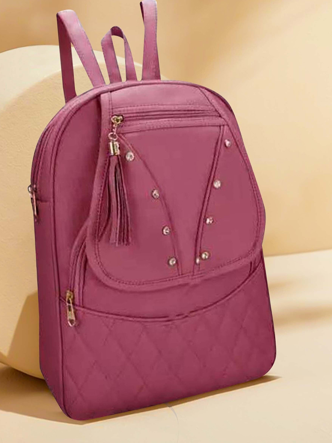AshcrafZee Women Embelished Casual Backpack With Zip Closer