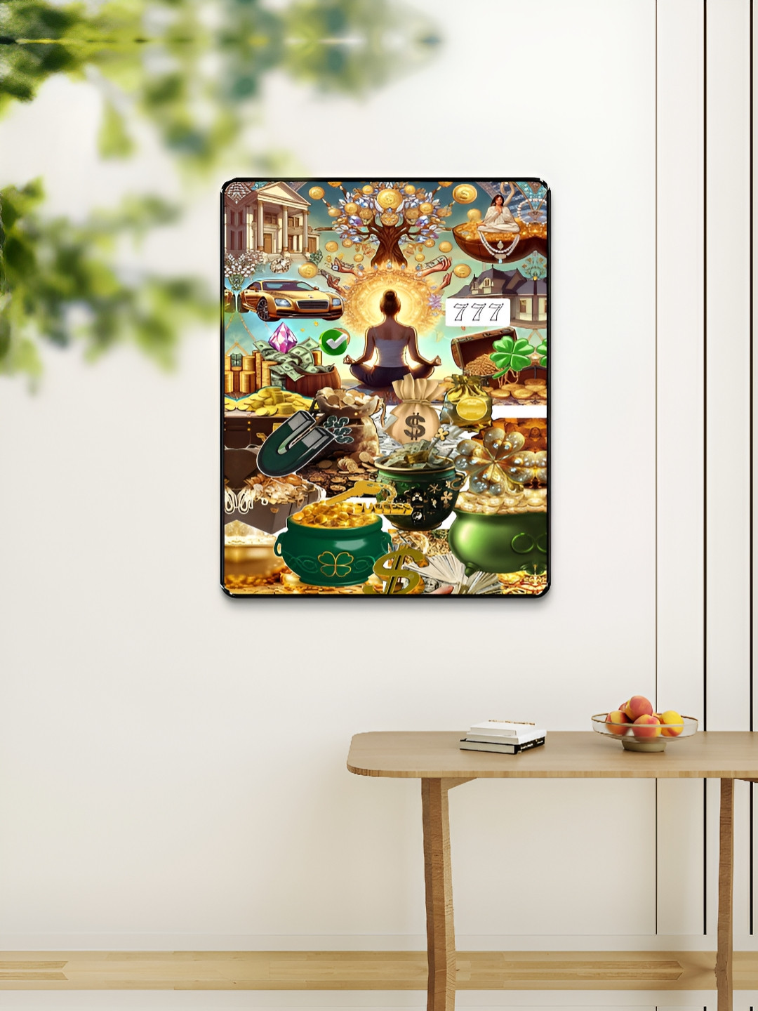 Livin'luxe Blue & Gold-Toned Money Manifestation Vision Board Wall Art