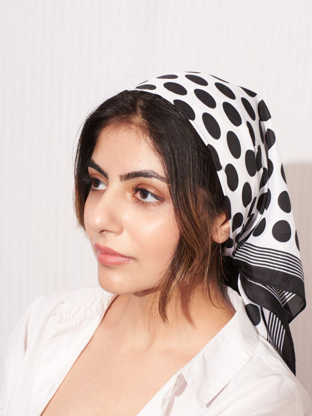 SALTY Women Classic Retro Polka Silk Scarf