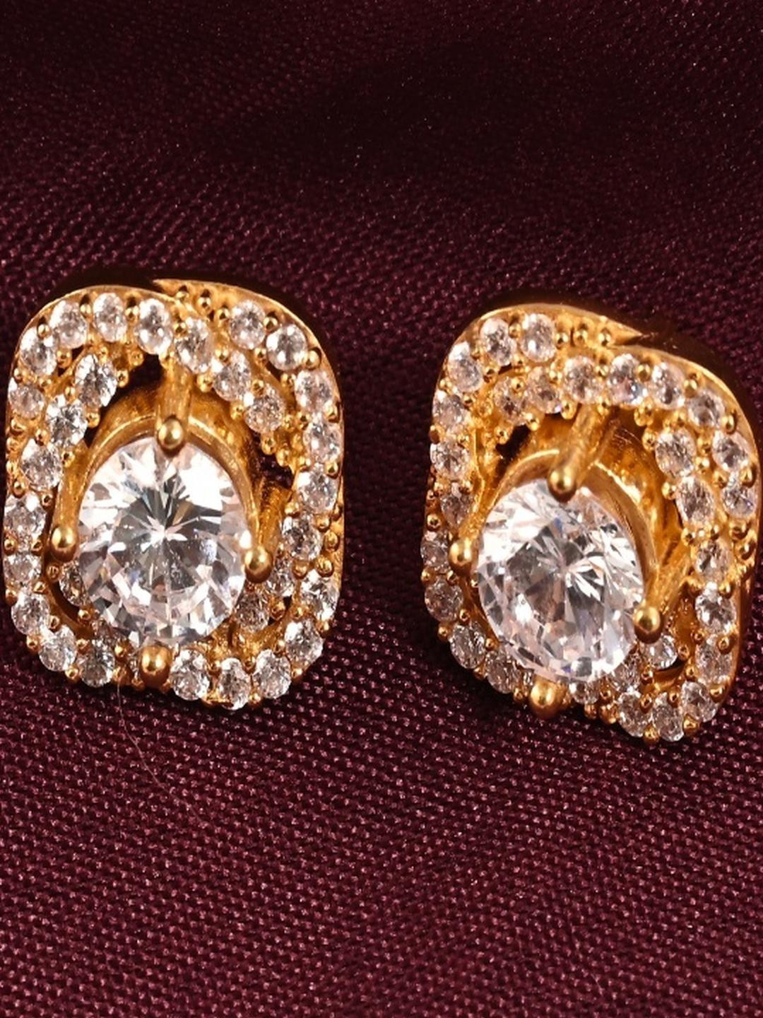 Vinayak Jewellers 925 Sterling Silver The Square Crystal Earrings