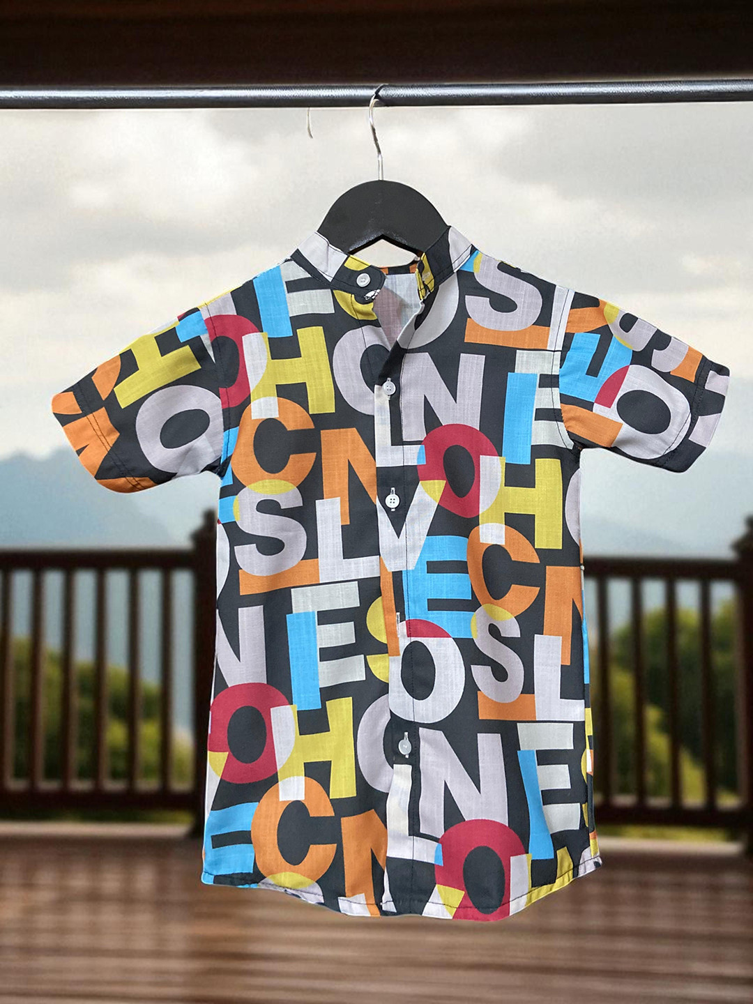 The Collared Kids Typography Printed Slim Collar Cotton Casual Shirt