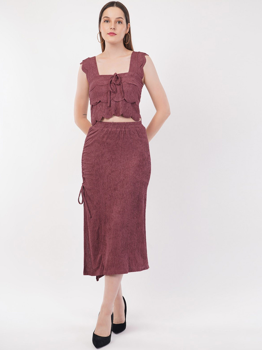 Deshi Girl Square Neck Top with Skirt Co-ords Set