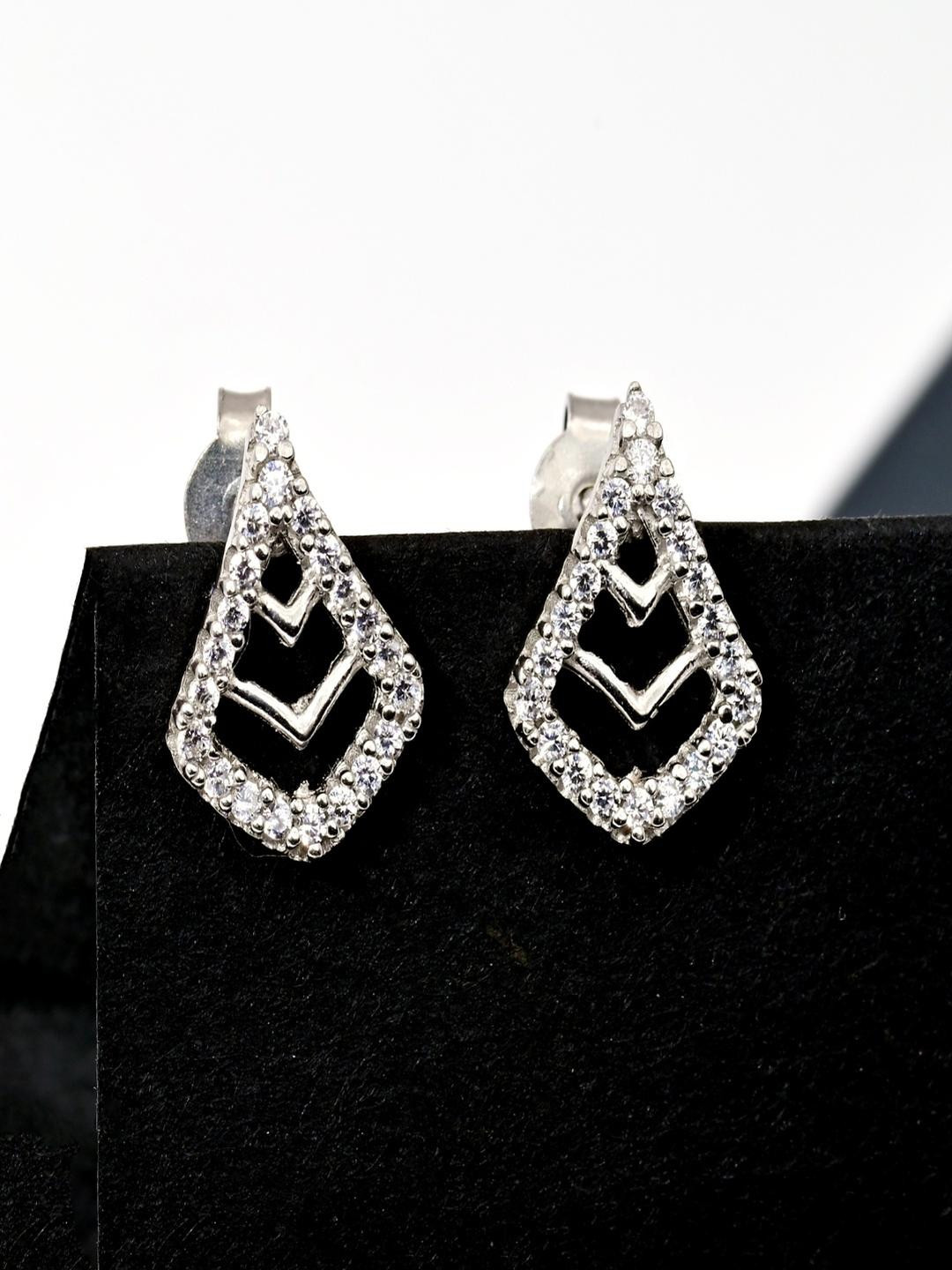 Vinayak Jewellers 925 Sterling Silver The Silver Essence Zirconia Stud Earrings