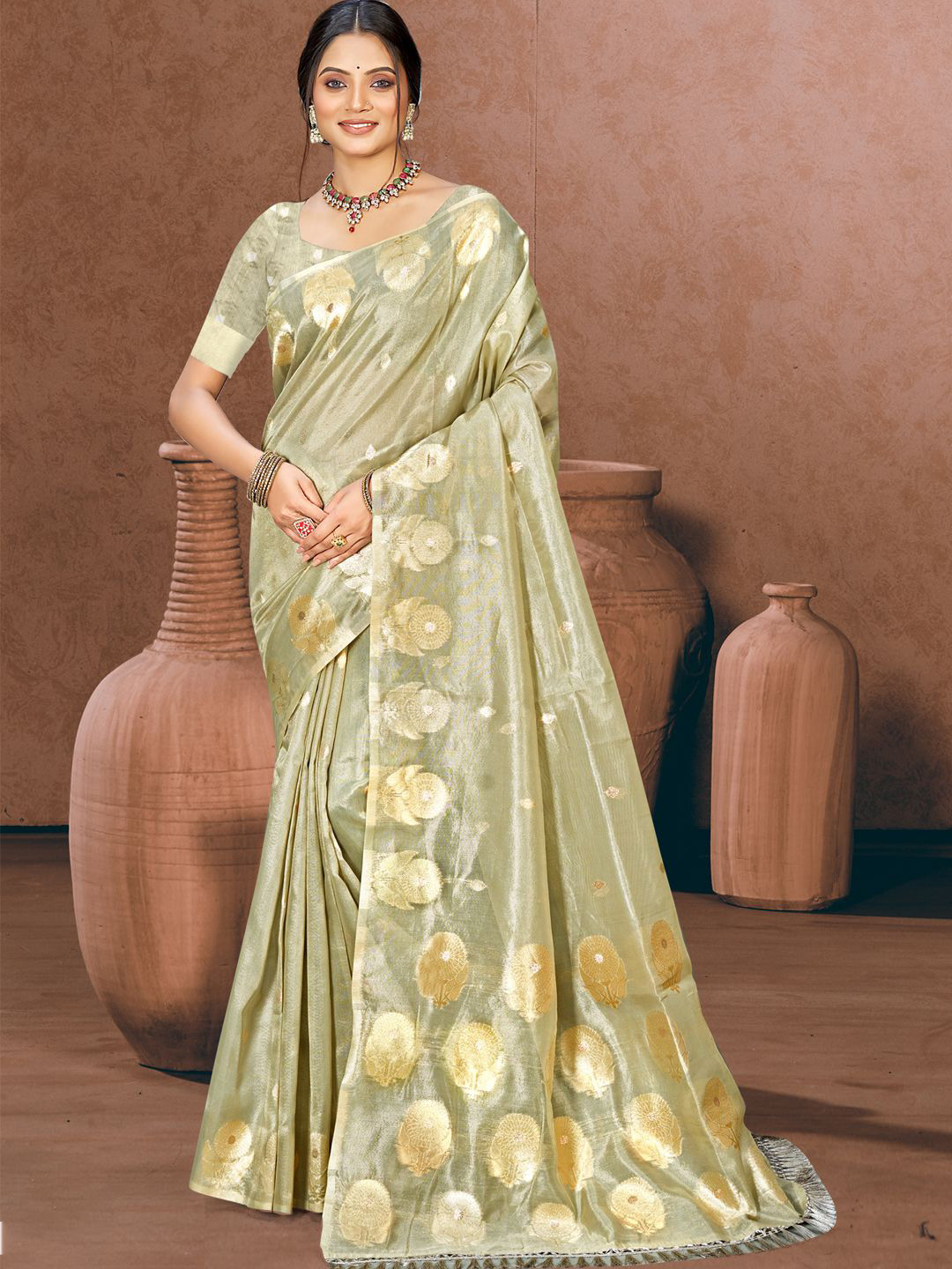 DEVATITHI Ethnic Motifs Zari Munga Kota Saree
