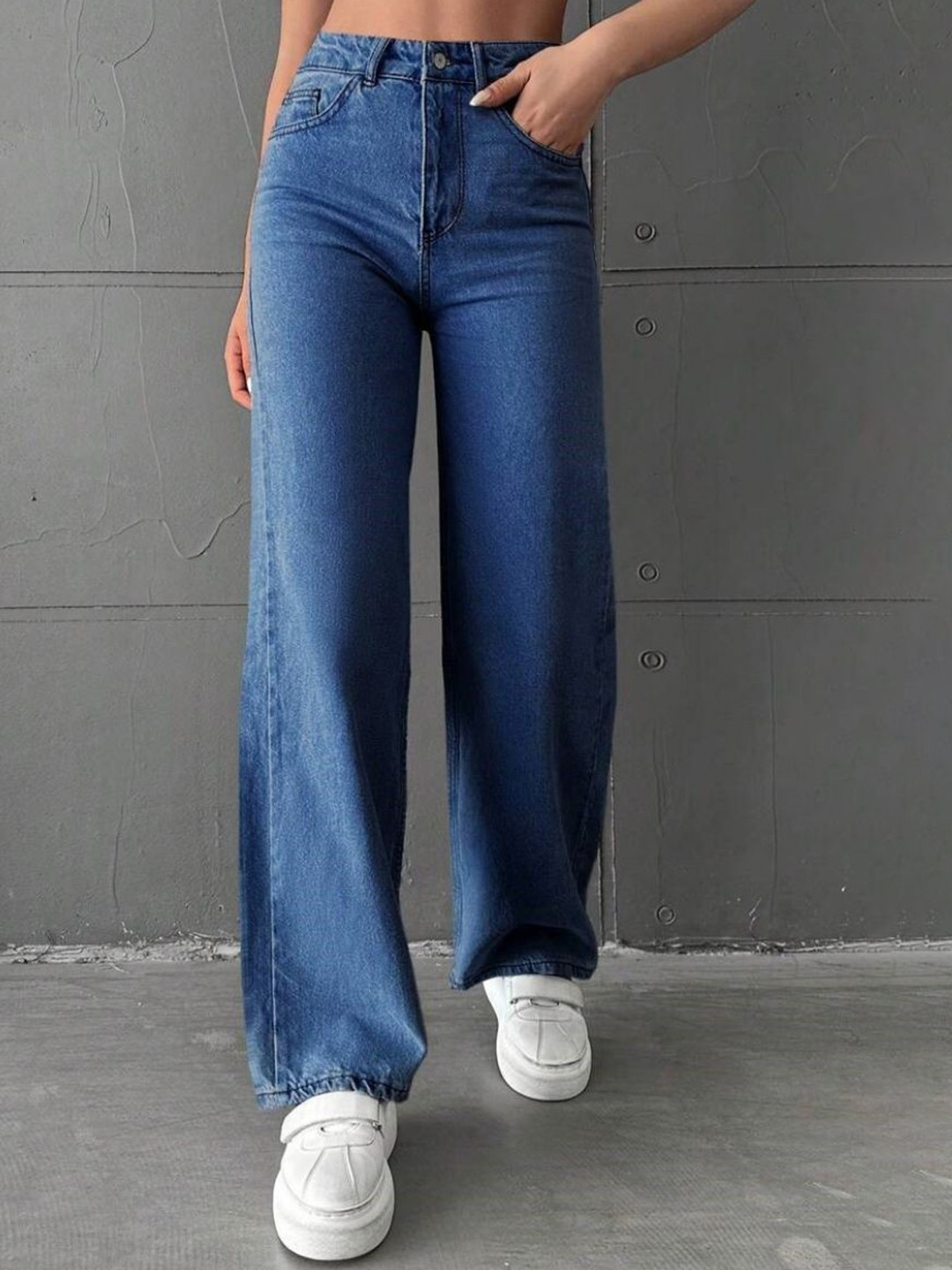 NU CLOTHS Women Comfort Wide Leg High-Rise Stretchable Baggy Denim Jeans