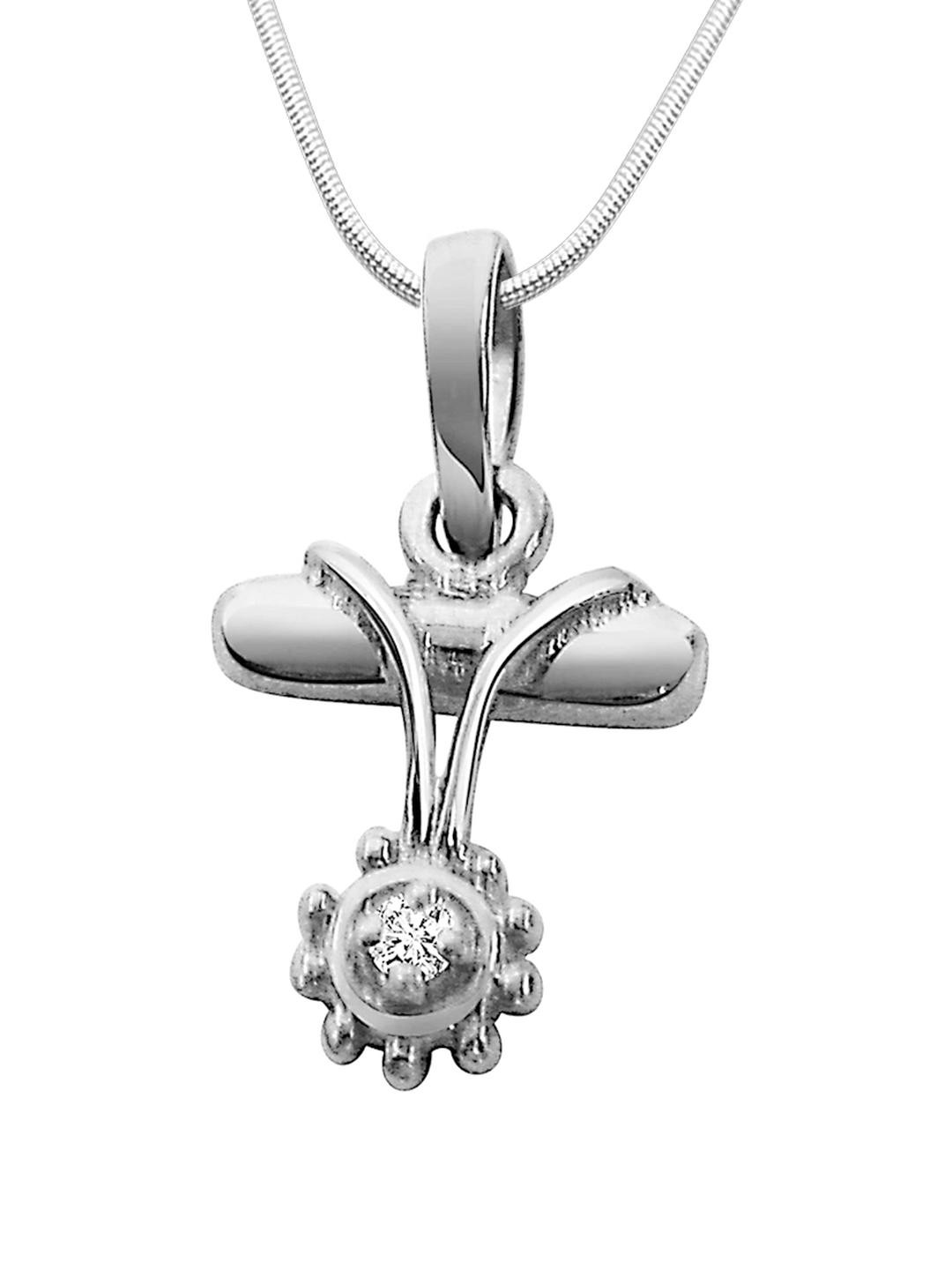 Surat Diamond Jewellery Real Diamond & Sterling Silver Pendant