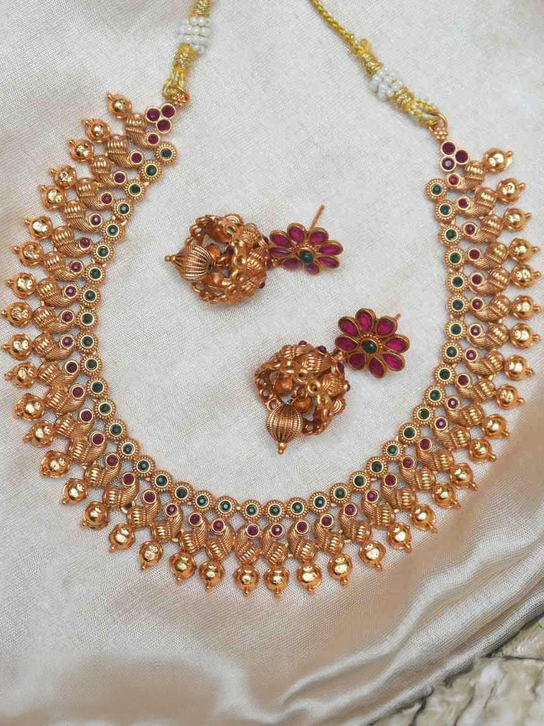 ANSHI ART Temple Drop Red Jewellery Set of 3