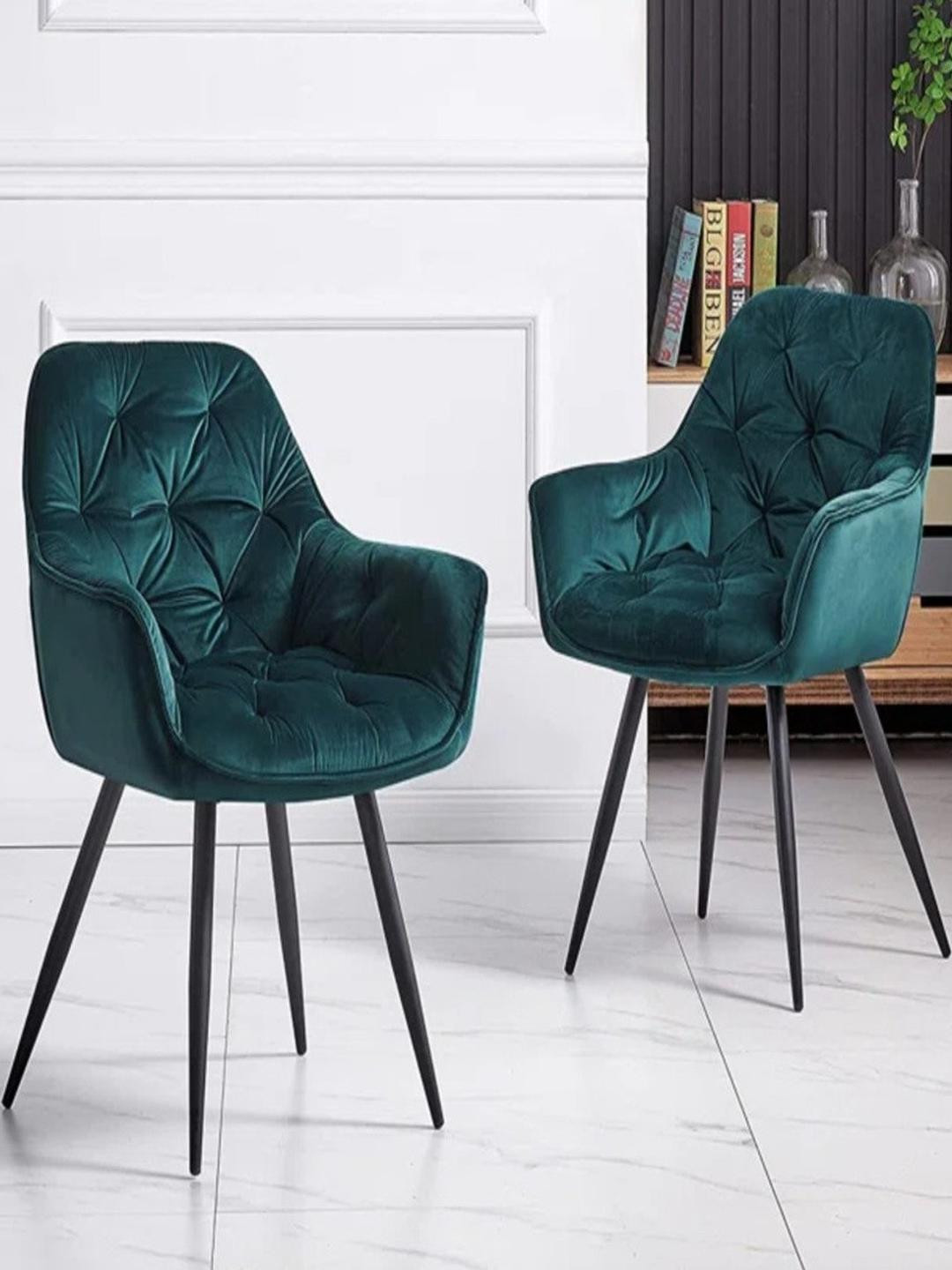 DOE BUCK Metal Green Velvet Tufted Chair