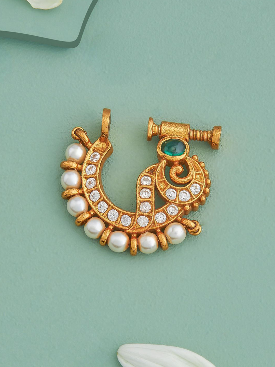 Kushal's Fashion Jewellery Gold-Plated Septum Nosepin