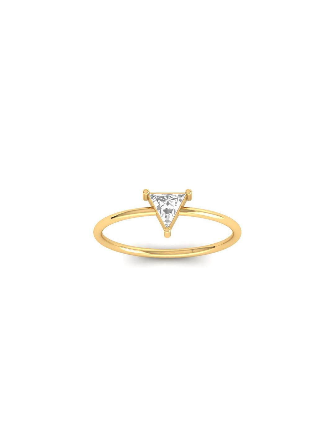 True Elegant Triangle Cut Moissanite Solitaire Ring in Gold Finish