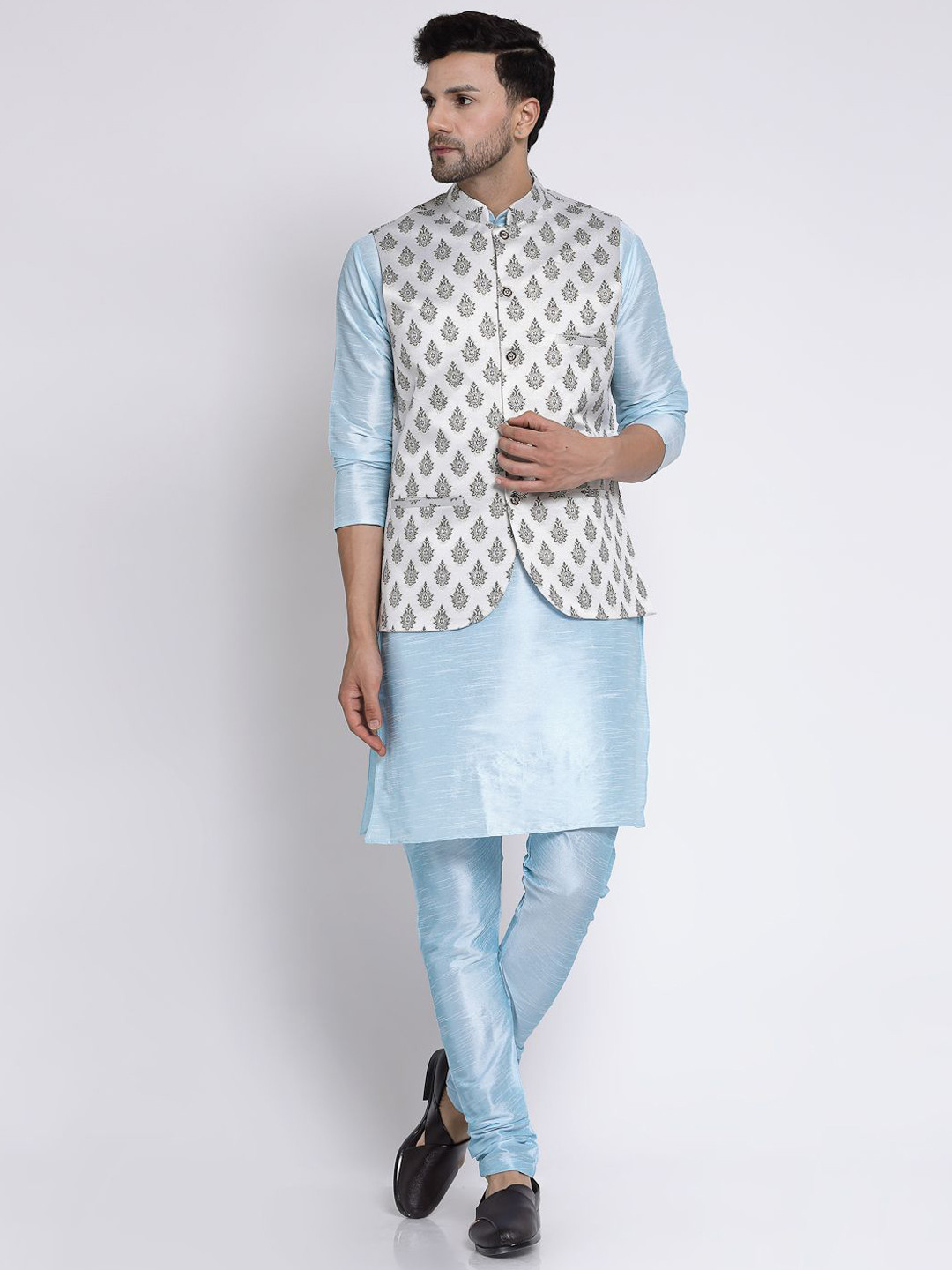 TS LIFESTYLE Men Woven Kurta Set With Nehru Jacket
