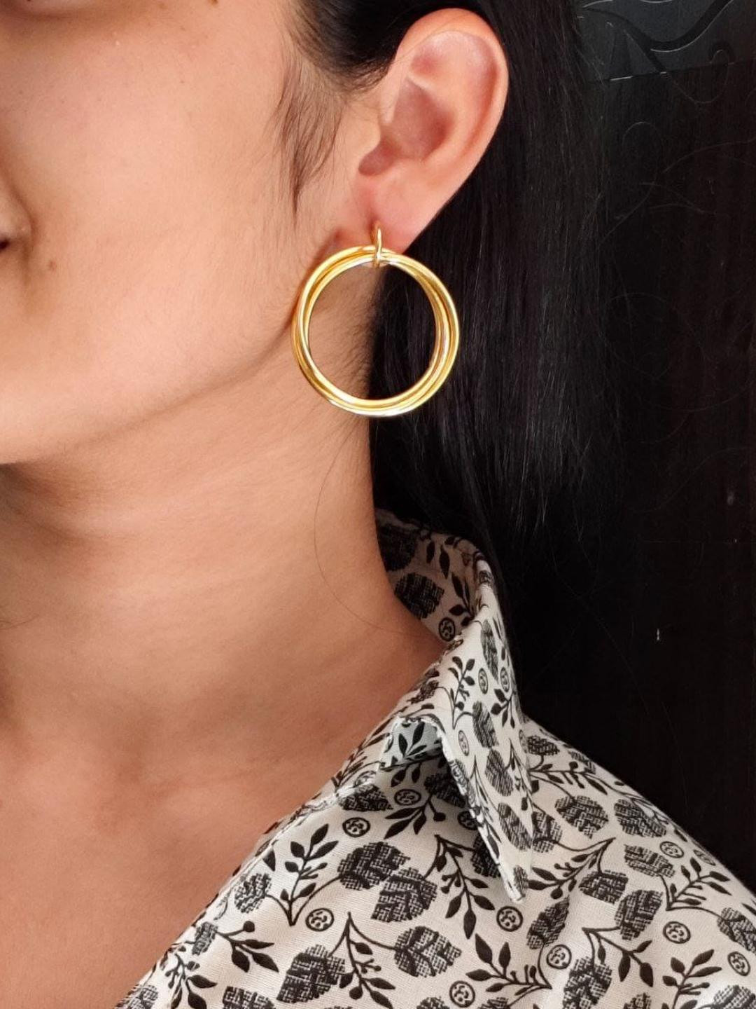 Gold Plated Geometric Stud Earrings for partywear