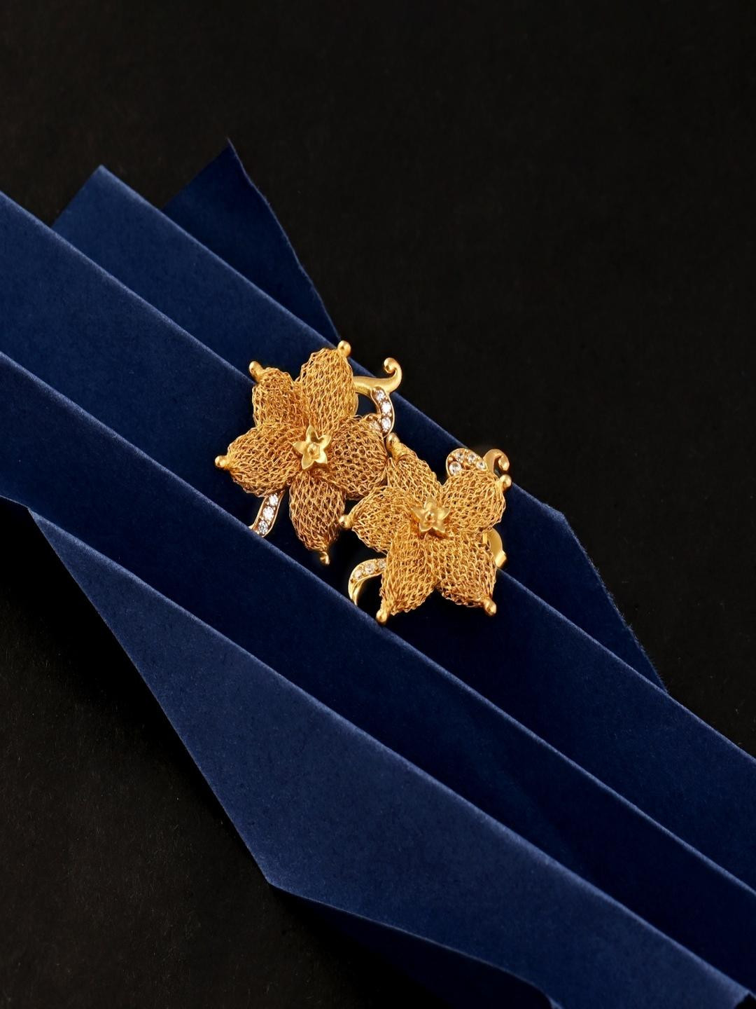 Vinayak Jewellers 925 Sterling Silver The Golden Petal Mesh Earrings