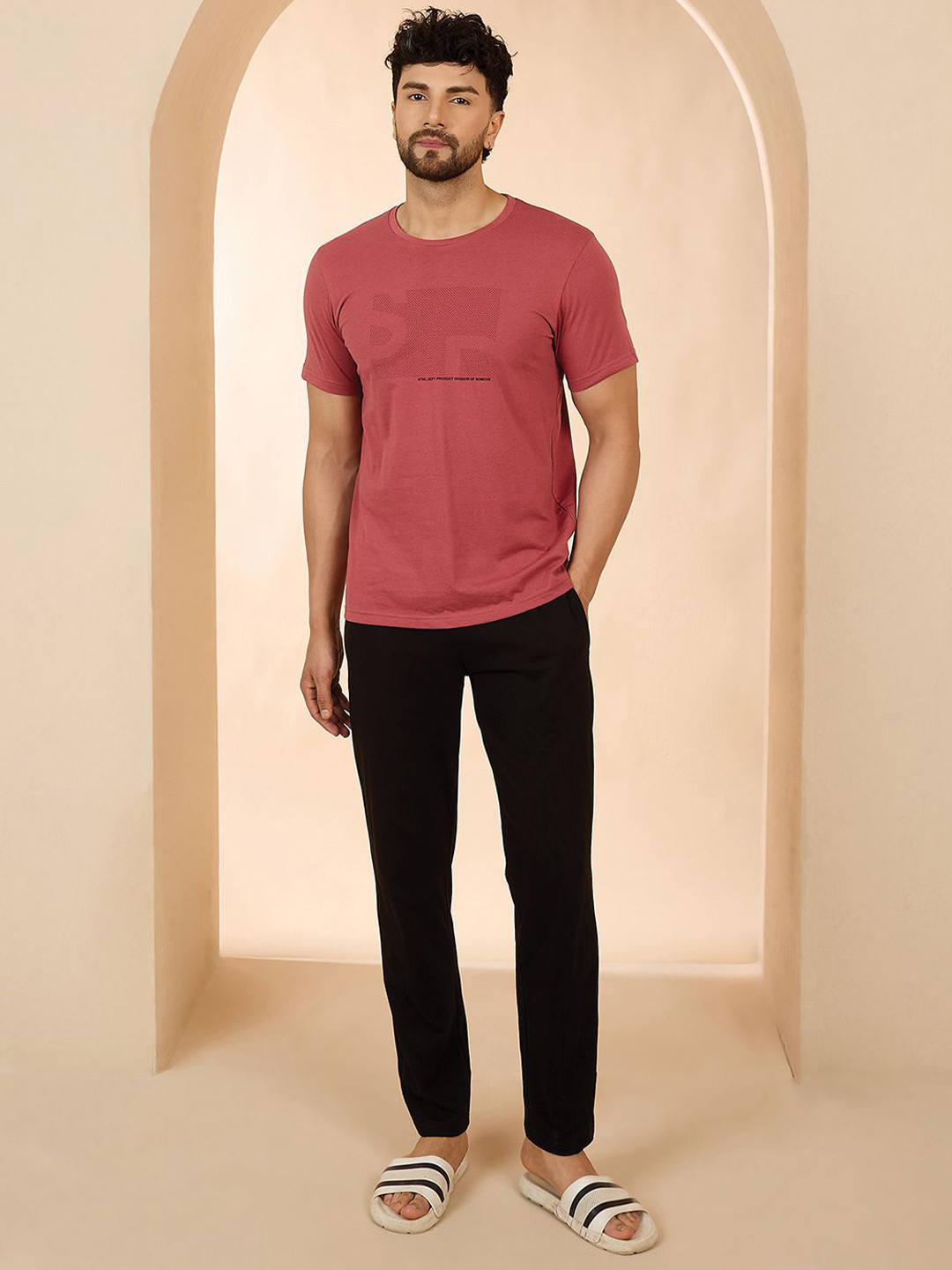 Sweet Dreams Men Graphic Printed Pure Cotton T-Shirt & Pyjama Night suit